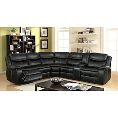 Casual Reclining 4 Seat Sectional Sofa with Cupholder Storage Console